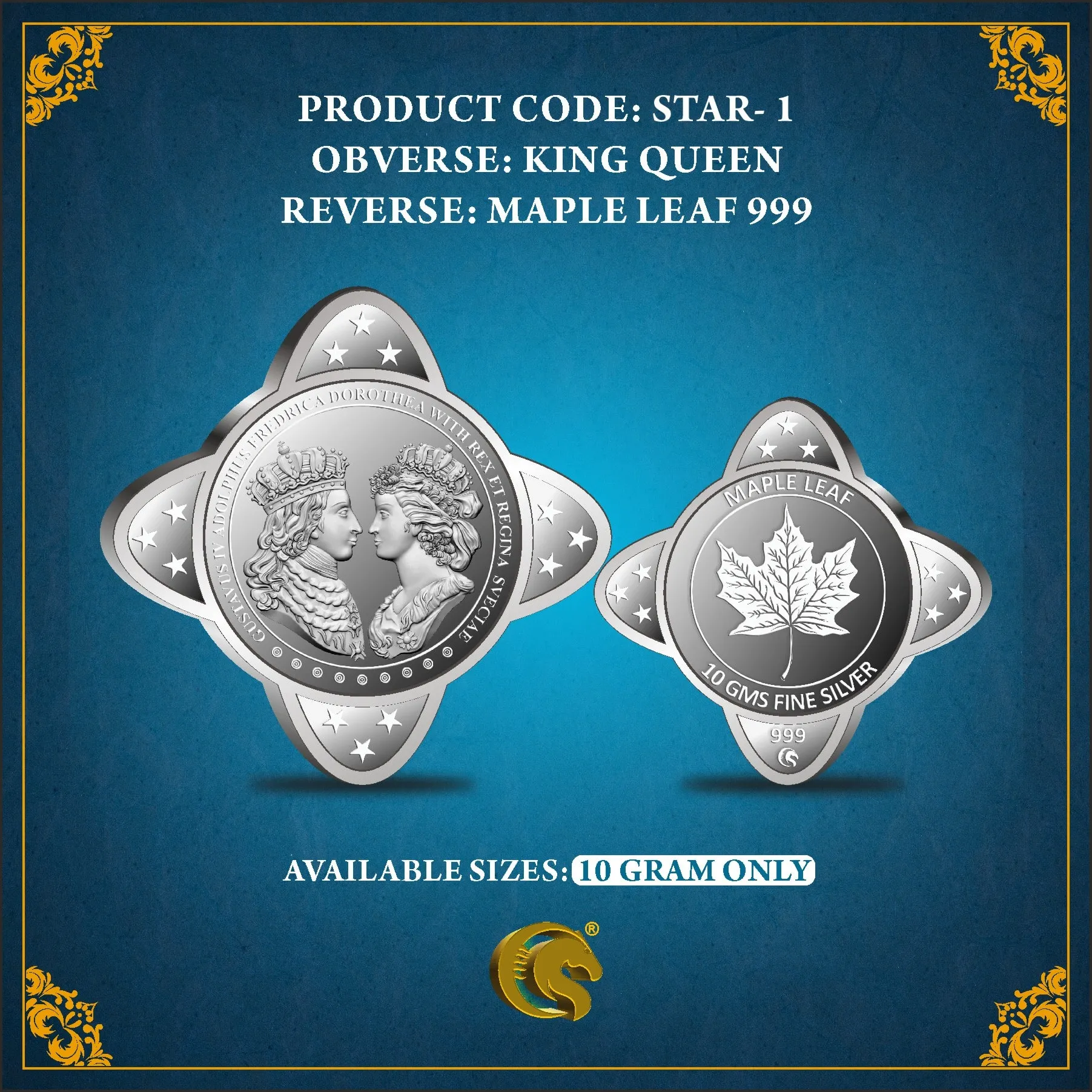 King Queen Star Shape Silver Coin-min King Queen Star Shape Silver Coin - Image 1