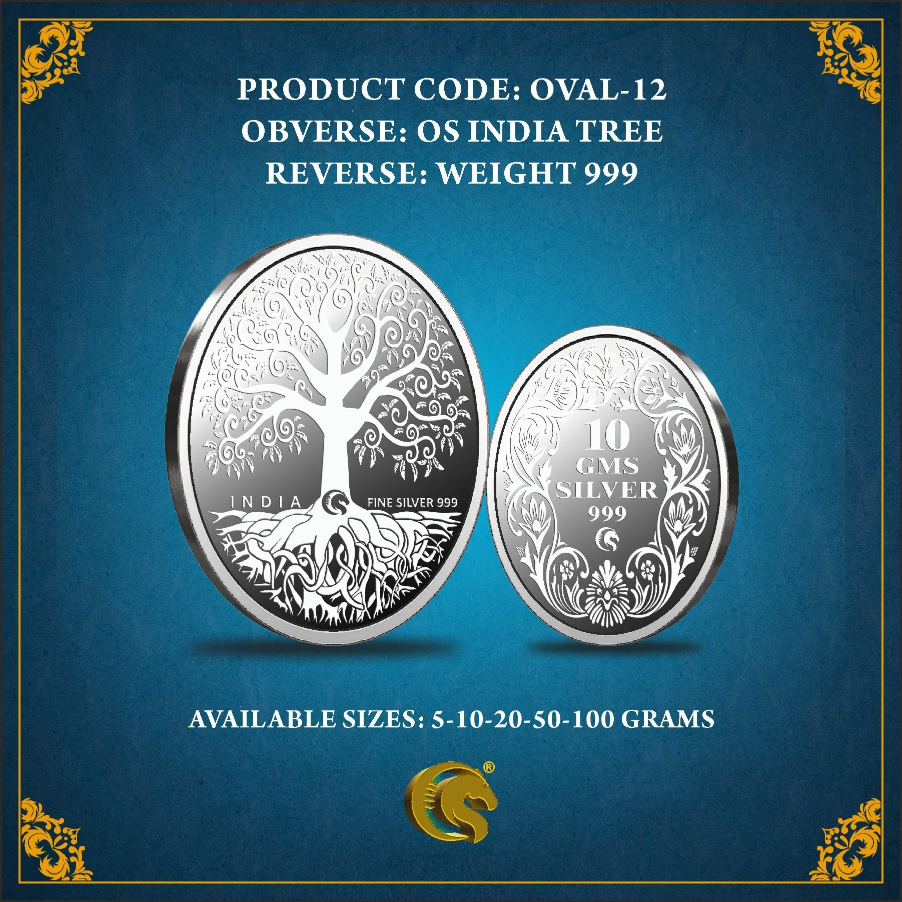Os India Tree Oval Silver Coin-min Os India Tree Oval Silver Coin - Image 1